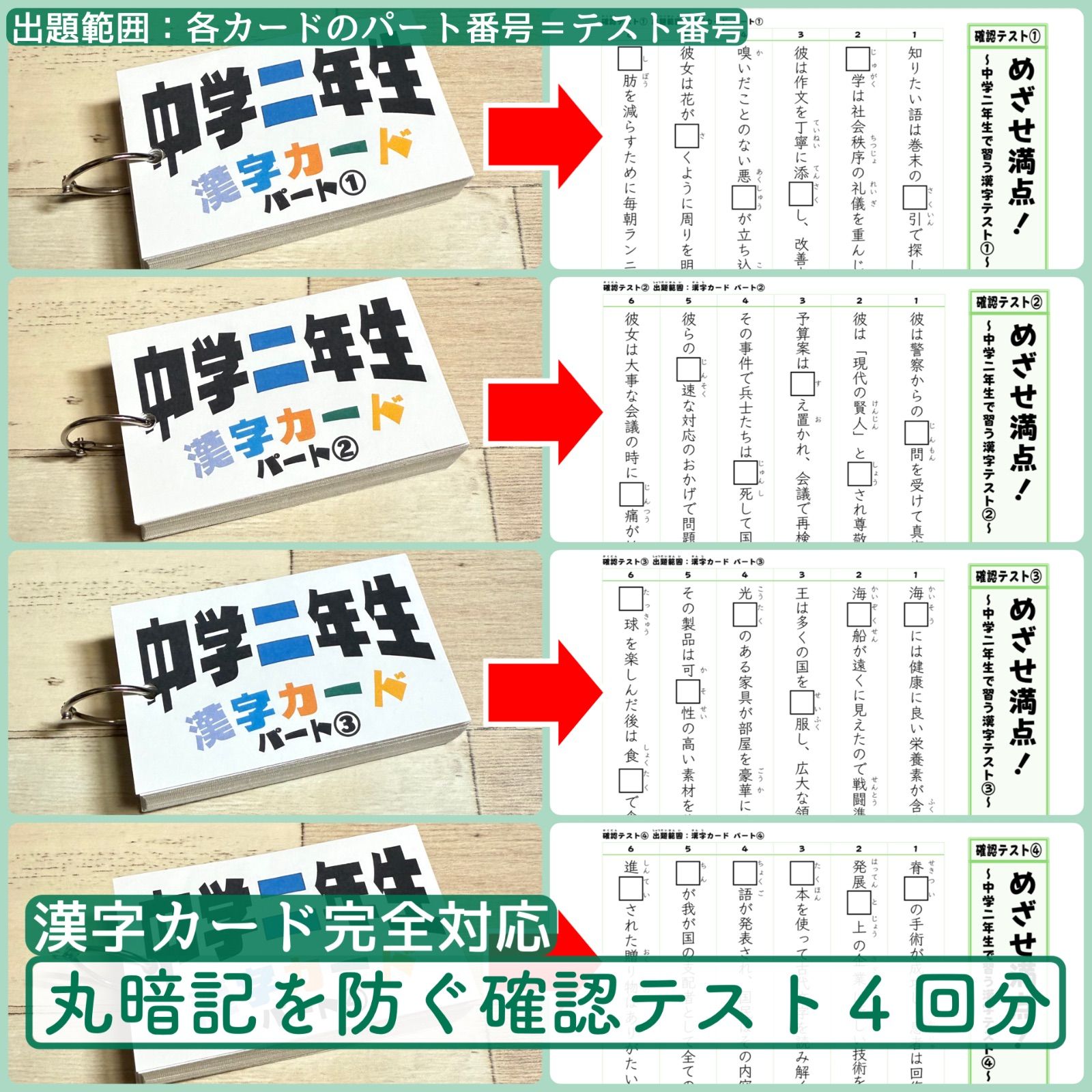 フルパッケージ】中学生で習う漢字カード＆漢字ノート＆漢字ワーク