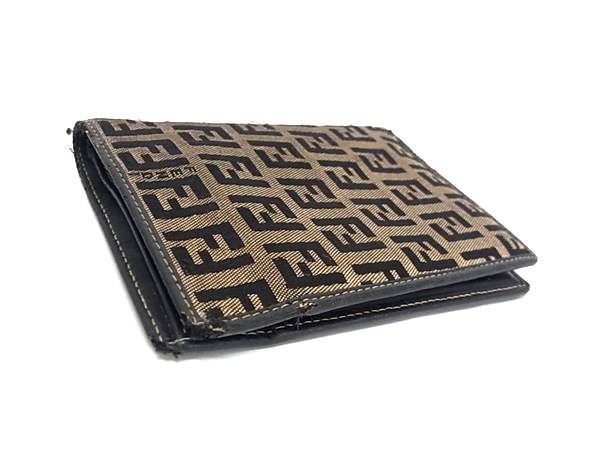 FENDI フェンディ ズッカ柄 キャンバス×レザー 二つ折り 財布