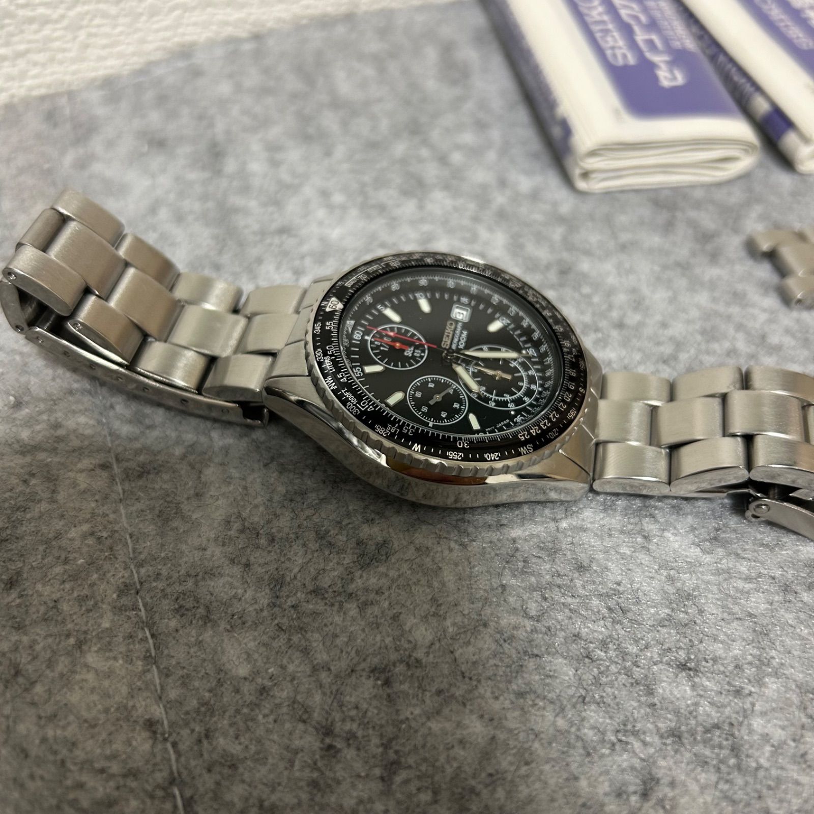 美品 セイコー パイロット クロノグラフ SND253P1 7T92-0CF0腕時計