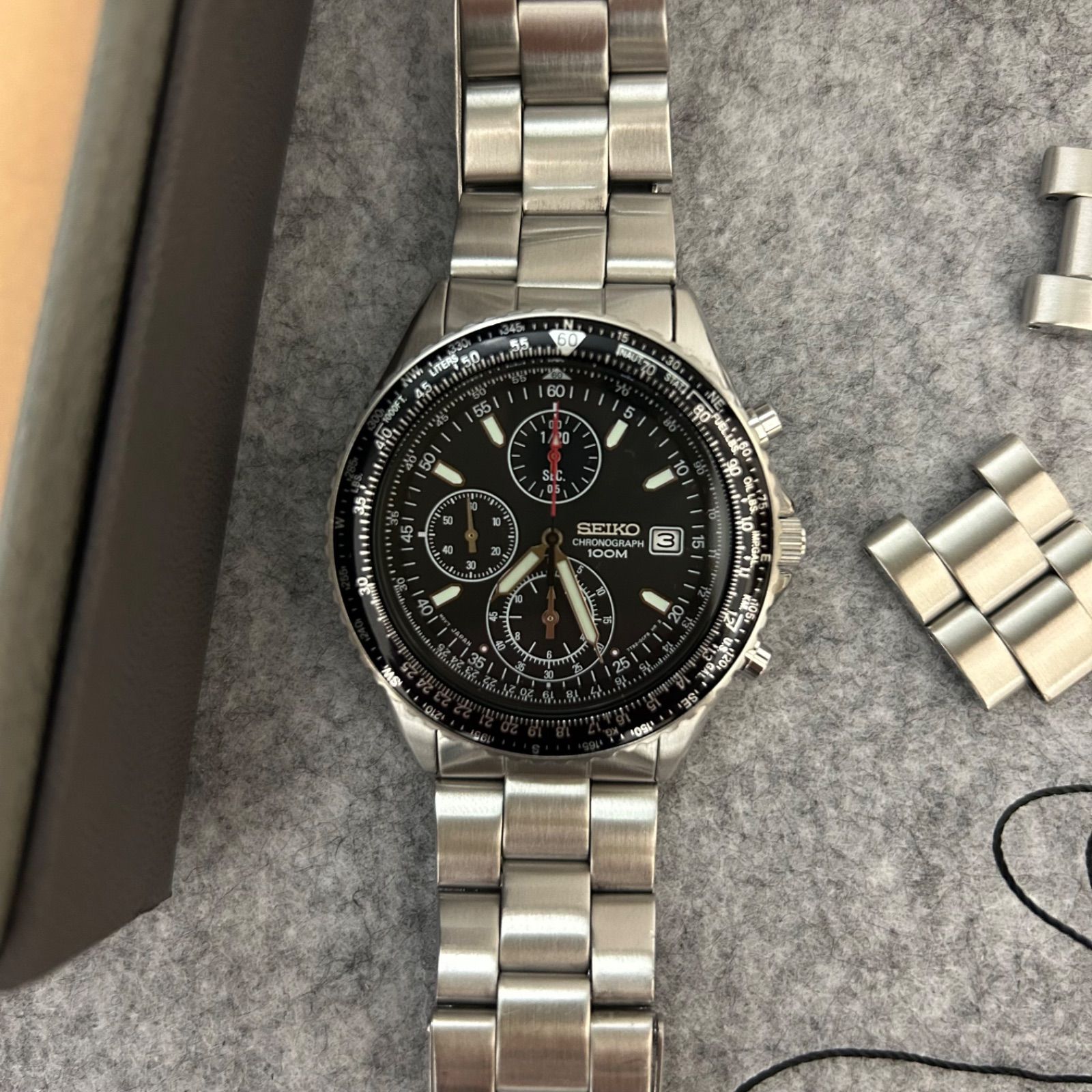 美品 セイコー パイロット クロノグラフ SND253P1 7T92-0CF0腕時計