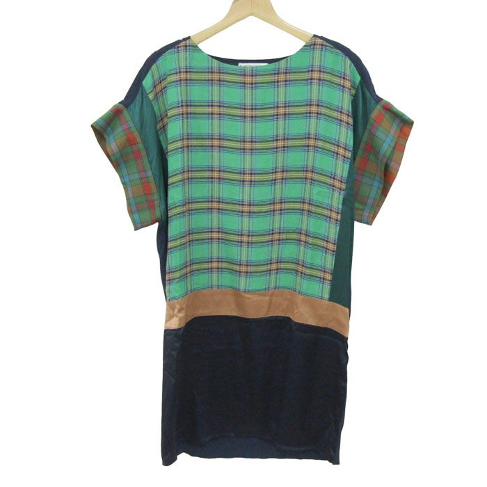 【TSUMORI CHISATO/ツモリチサト】美品　ワンピース　半袖　緑 ツモリチサト ワンピース 半袖 シルク混 ブランド トップス レディース