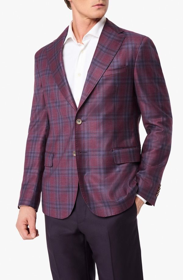 ザネッラ メンズ アウター ジャケット・ブルゾン ウール コート Zanella Treviso Red Blue Plaid Wool Sport Coatuscan Red レッド