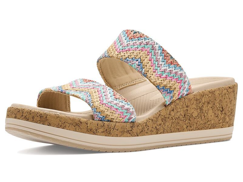ライフストライド レディース シューズ ヒール サンダル LifeStride Resort Slide Sandals Multi Raffia マルチカラー