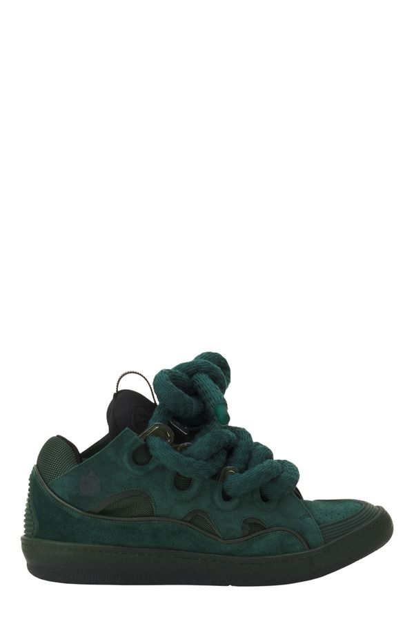 ランバン レディース シューズ スニーカー レース レザー Lanvin Curb Sneakers In Leather With Snake Laces GreenBlack ブラック