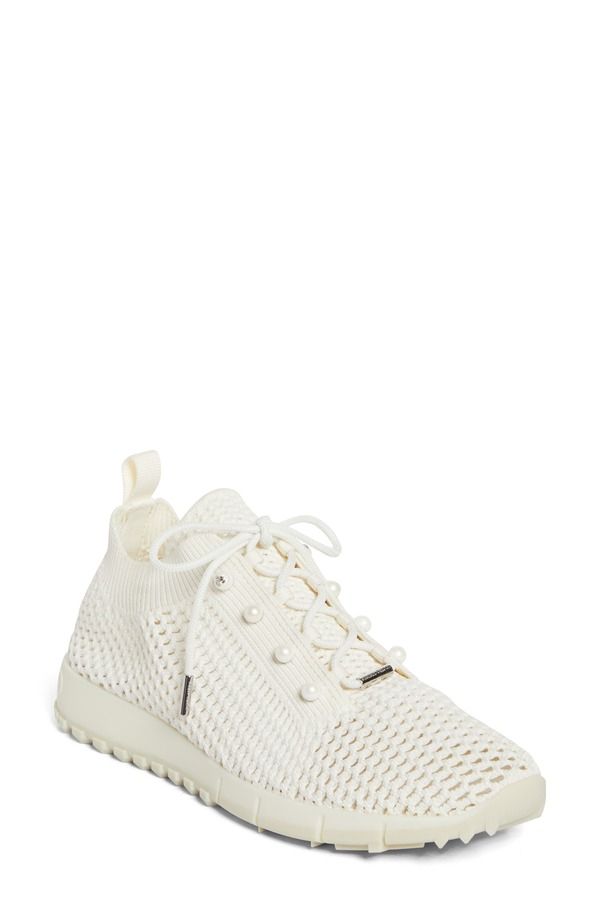 ジミーチュー レディース シューズ スニーカー ニット Jimmy Choo Veles Imitation Pearl Open Stitch Knit Sneaker X Latte Mix パー