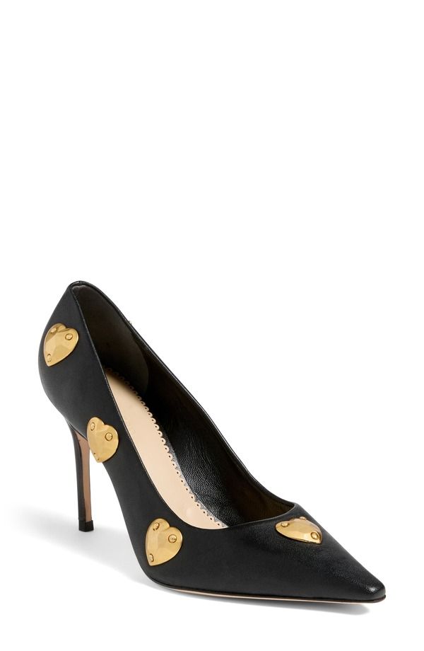 サンク セプト レディース シューズ ヒール Cinq Sept Luna Embellished Hearts Pump Black Gold ブラック
