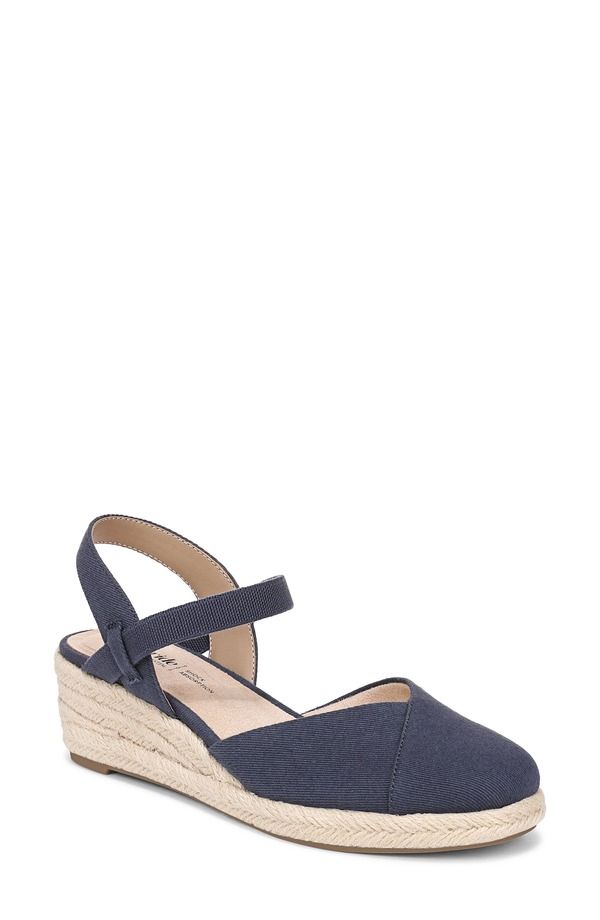 ライフストライド レディース シューズ サンダル プラットフォーム LifeStride Pilar Slingback Espadrille Platform Wedge Sandalux Navy