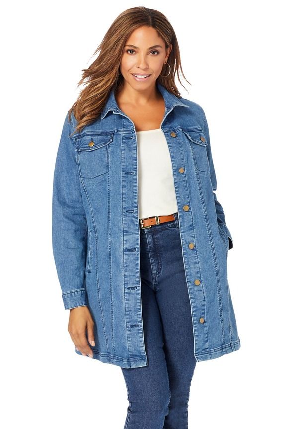 ジェシカロンドン レディース ボトムス デニムパンツ ジャケット Jessica London Long Denim Jacket Medium Stonewash デニム