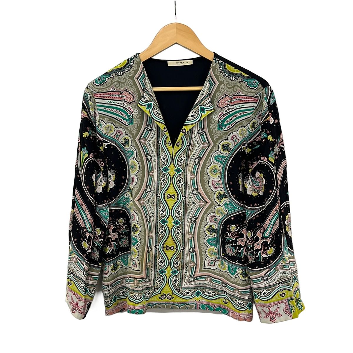 ETRO(エトロ) 長袖カットソー サイズ44 L レディース 黒×グリーン