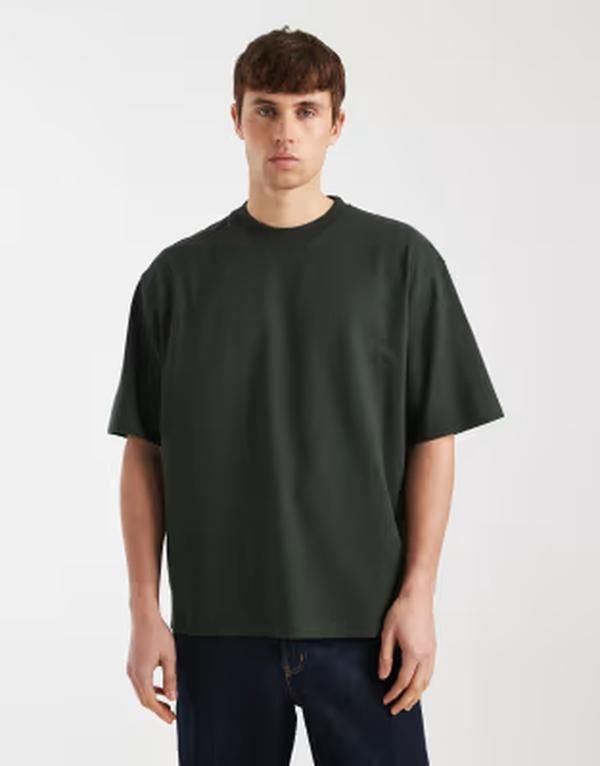 レディファインド レブル メンズ トップス Tシャツ Redefined Rebel John heavyweightshirt in dark GREEN グリーン