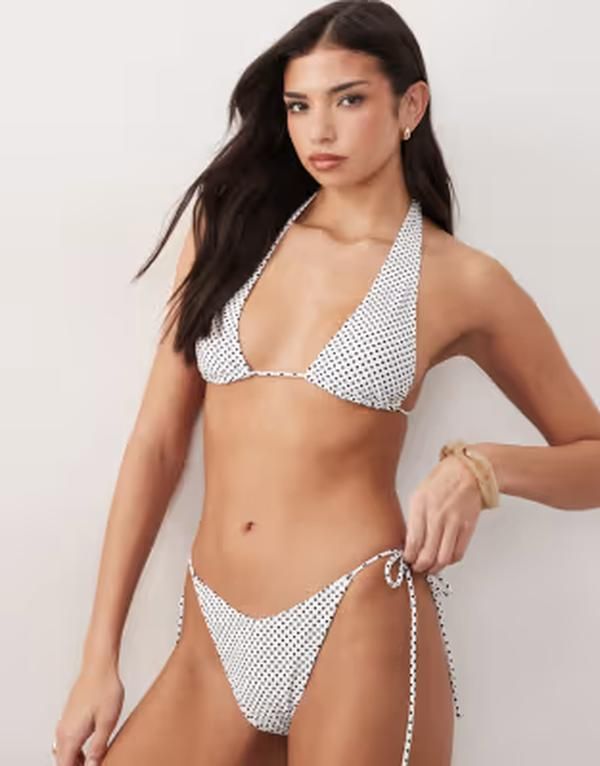 キャンディーパンツ レディース 水着 ボトムスのみ ドット柄 ドット Candypants tie side bikini bottom polka dot WHITE ホワイト