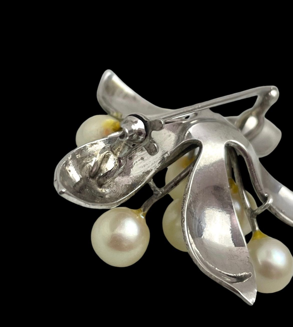 極美品/極上彫金】アコヤ真珠 あこやパール ブローチ STERLING