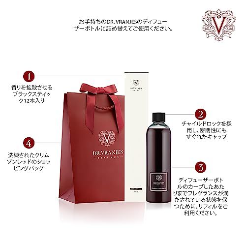 【直営】DR. VRANJES ?ドットール・ヴラニエス ROSSO NOBILE〈ロッソ ノービレ〉ディフューザー リフィル500ml+付属スティック約40cm ルームフレグランス エレガントなオリジナルショッピングバッグ付き メイドインイタリー モチーフは 【直営】DR. VRANJES ?ドットール・ヴラニエス ROSSO NOBILE〈ロッソ ノービレ〉ディフューザー リフィル500ml+付属スティック約40cm ルームフレグランス エレガントなオリジナルショッピングバッグ付き メイドインイタリー モチーフは