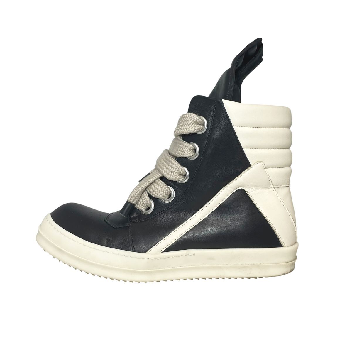 【中古】 Rick Owens リックオウエンス ジャンボレース ジオバスケット RU02E1898LCOW2 ハイカットスニーカー ブーツ サイドジップ レザー メンズ 26005599 AO