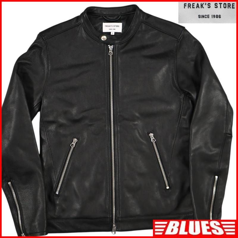 FREAK'S STORE ブラック レザー シングルライダースジャケット L FREAK'S STORE フリークスストア ライダースジャケット S 黒 やぎ革 本