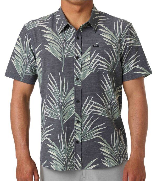 オニール メンズ トップス シャツ プリント ONeill Printed Short Sleeve Slub Woven Shirt Black ブラック