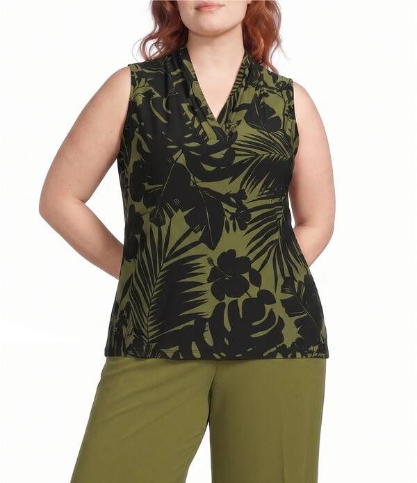 アンクライン レディース トップス シャツ Vネック プラスサイズ ノースリーブラウス ニット ジャージー Anne Klein Plusize Jersey Knit V Neck Sleevele