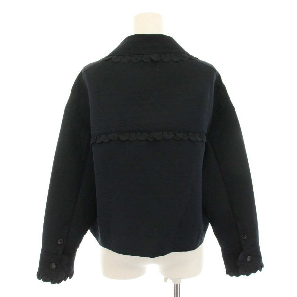 ヨリ yori 25SS フリルスカラップショートジャケット アウター 36 紺
