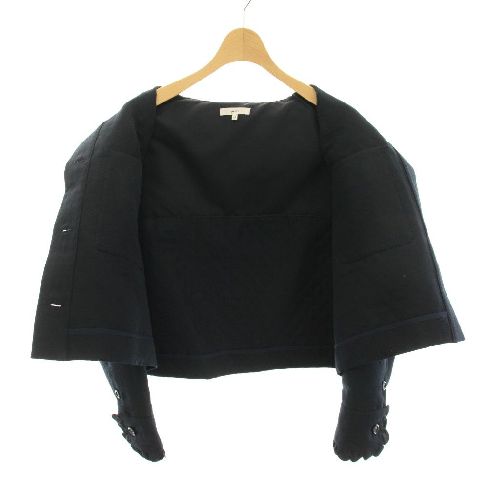 ヨリ yori 25SS フリルスカラップショートジャケット アウター 36 紺