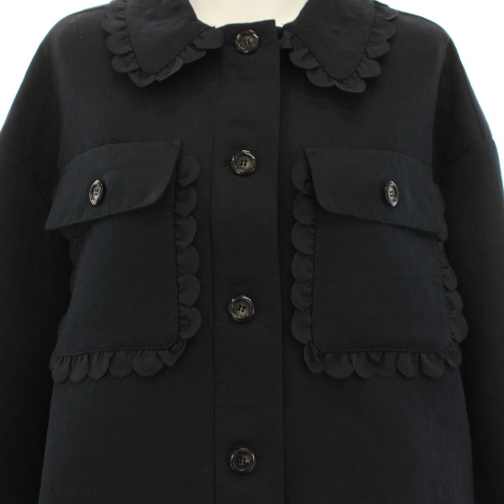 ヨリ yori 25SS フリルスカラップショートジャケット アウター 36 紺