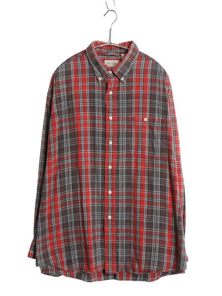 90s セントジョンズベイ チェック 長袖 ボタンダウン フランネル シャツ メンズ XL / オールド JCPenney ネルシャツ ゆったり 大きいサイズ 90s セントジョンズベイ チェック 長袖 ボタンダウン フランネル
