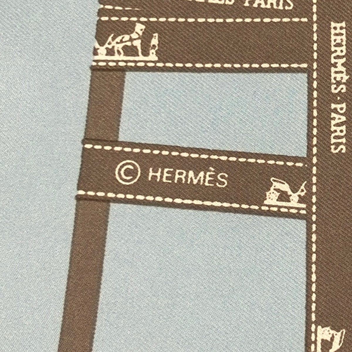 HERMES(エルメス) スカーフ プチカレ ライトブルー×グレー×アイボリー