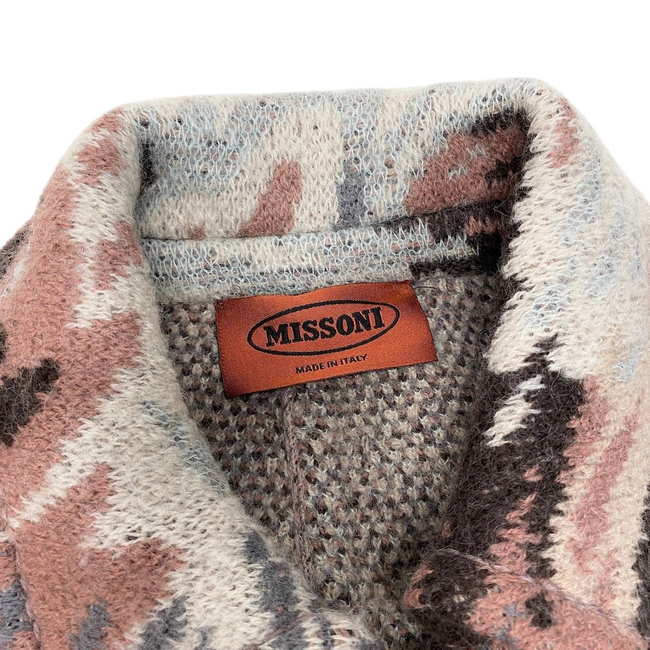 81g4 MISSONI ミッソーニ ステンカラーコート 総柄 ウールモヘヤ混