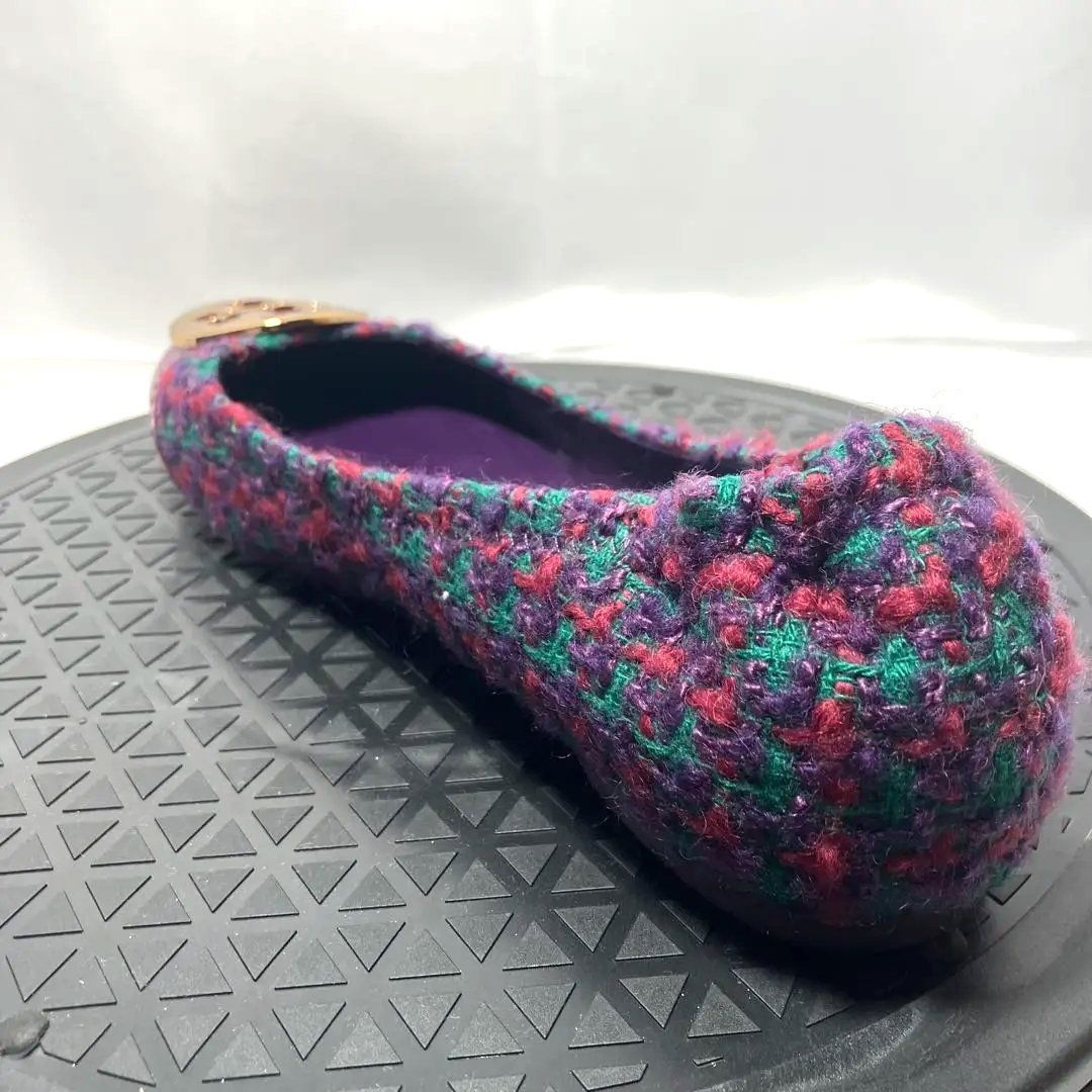 トリーバーチ パンプス フラット バレエシューズ ロゴ ツィード