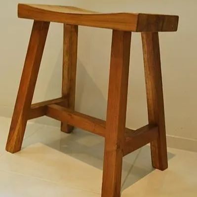 ♪チーク材製 ナチュラル スツール ［幅45cm］　　　　アジアン家具 椅子 チェア アジアン雑貨 アンティーク 書斎 ガレージ