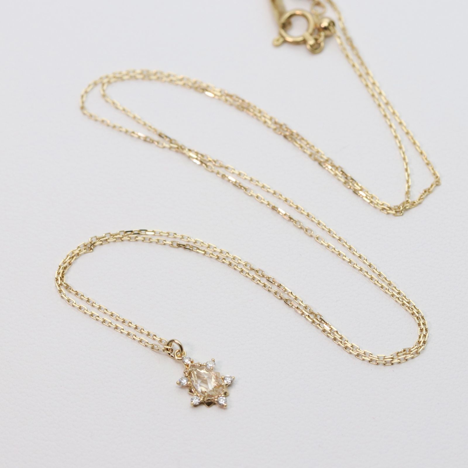 美品 ノジェス K10 ホワイトトパーズ×ダイヤ ネックレス/24-2502S