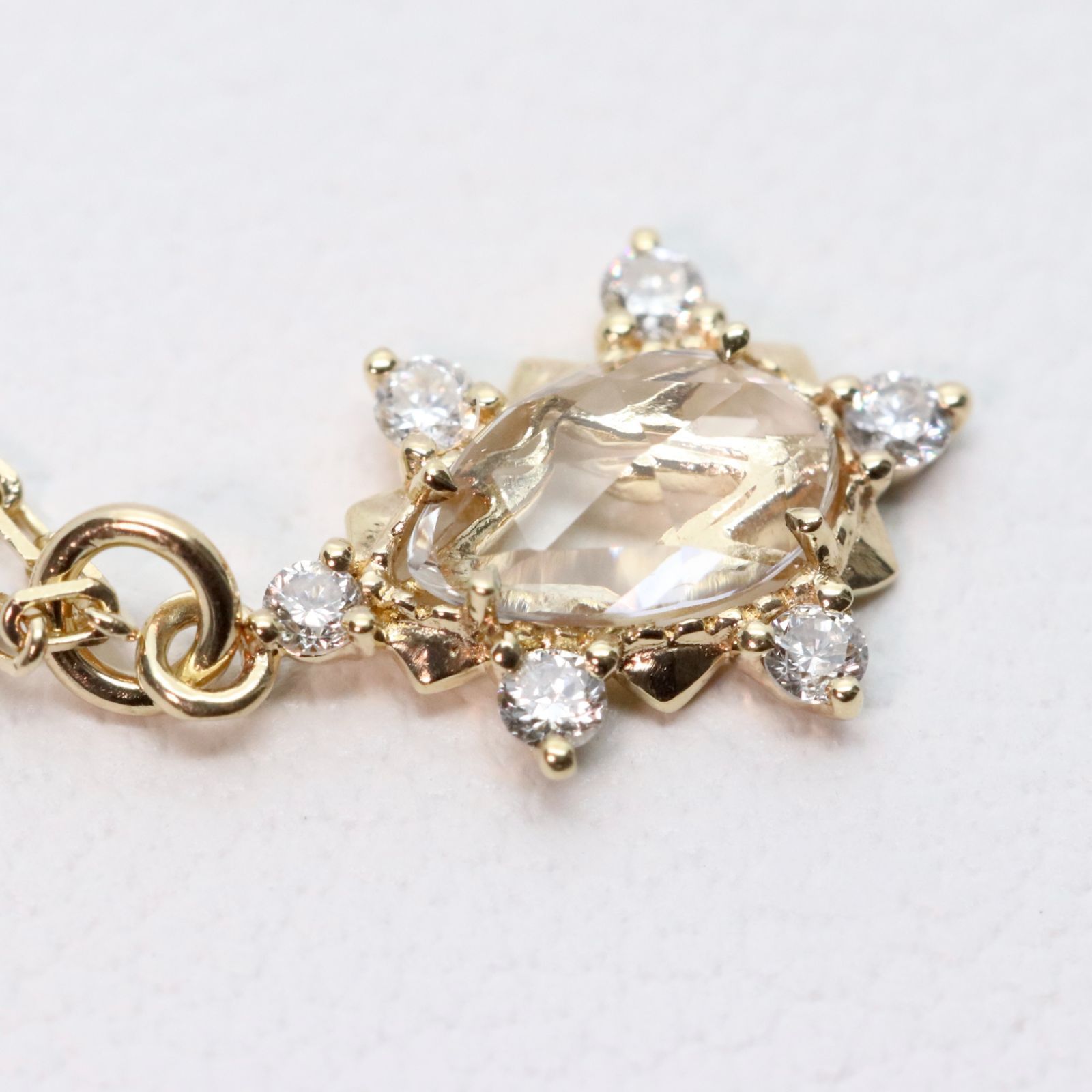美品 ノジェス K10 ホワイトトパーズ×ダイヤ ネックレス/24-2502S