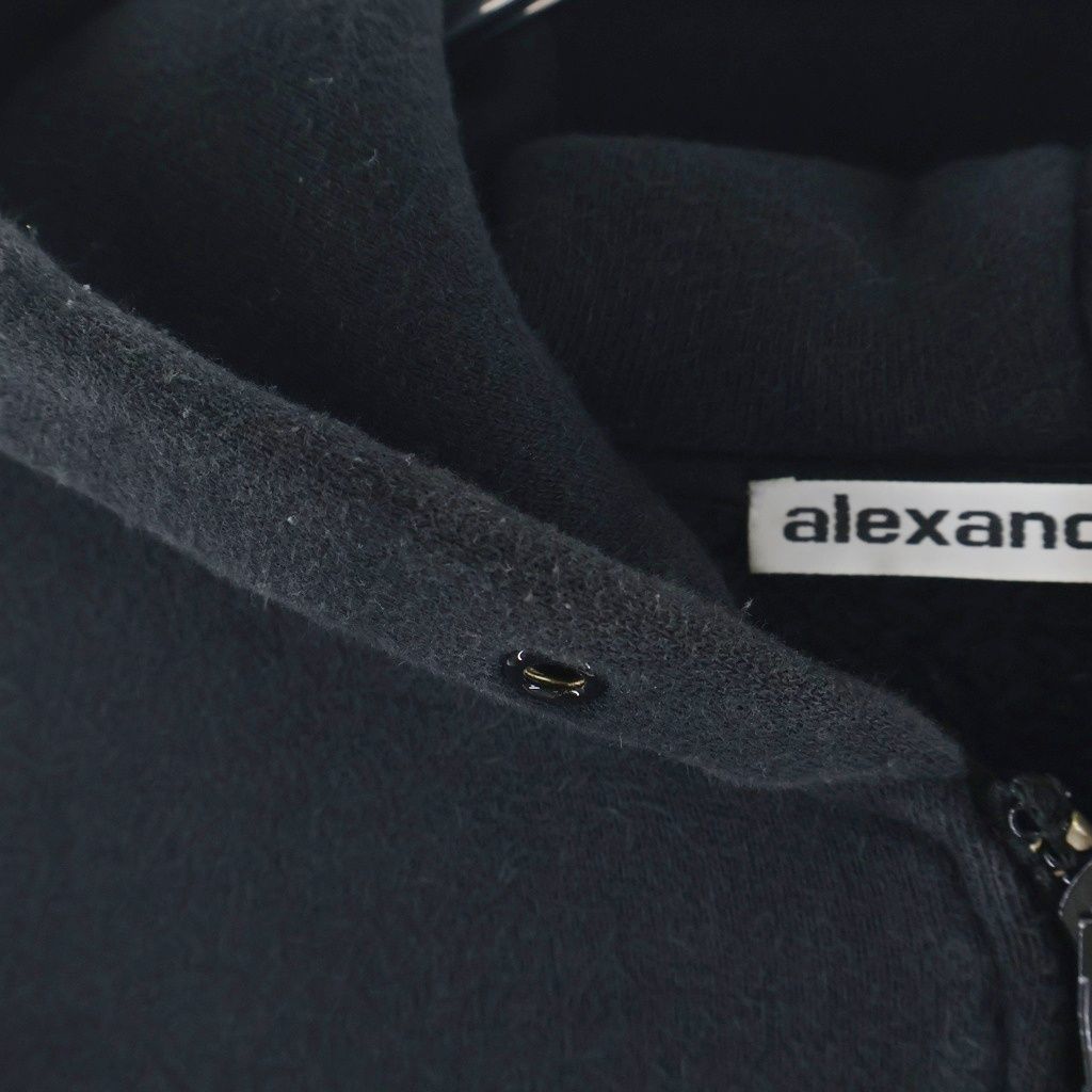 ALEXANDER WANG (アレキサンダーワン) ブランドピスネーム 裏起毛 ジップパーカー ブラック