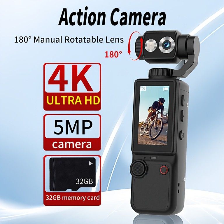 4K Ultra HD コンパクトデジタルカメラ ※新品バッテリー付 4KウルトラHDアクションカメラ【180フリップレンズ】Vlog撮影に最適