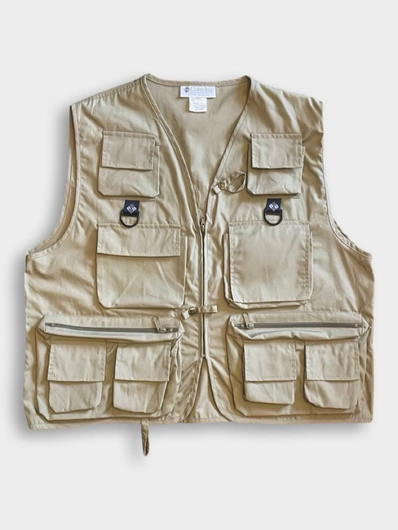 90s Columbia PFG ベージュ フィッシングベスト 6ポケット 美品 - メルカリ