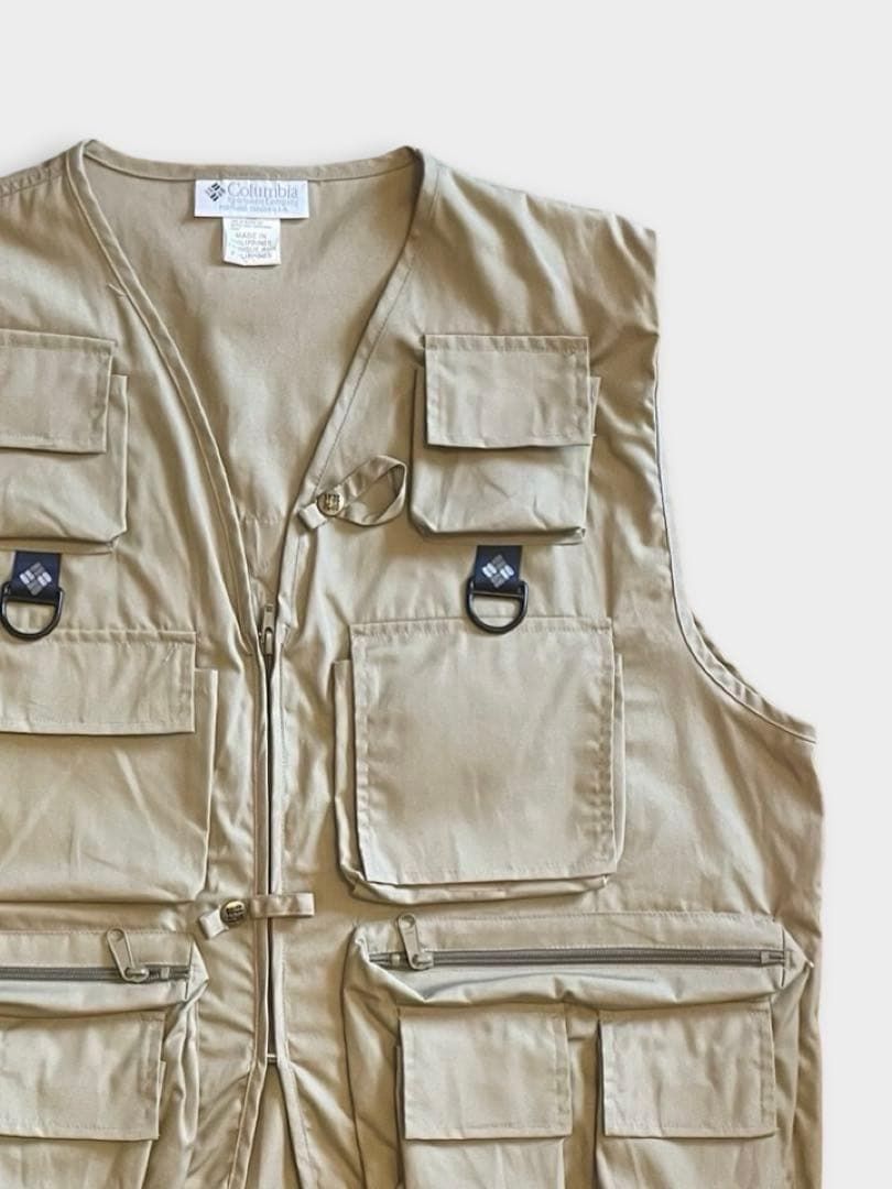 90s Columbia PFG ベージュ フィッシングベスト 6ポケット 美品 - メルカリ