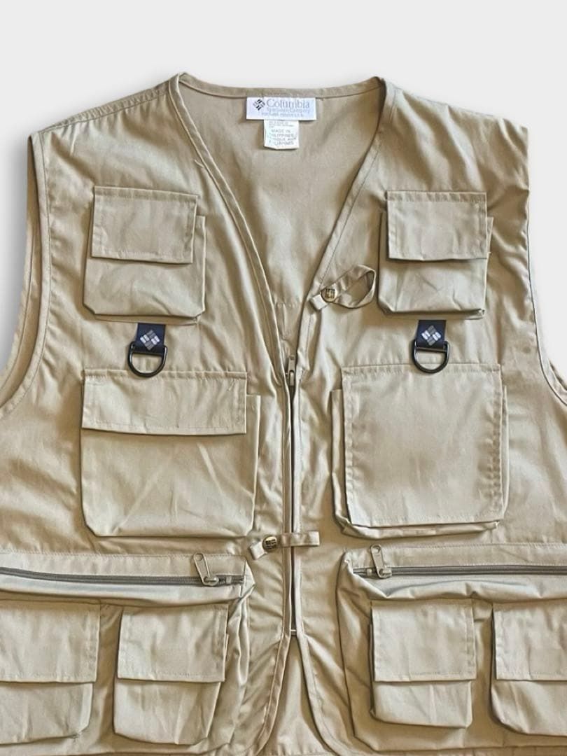 90s Columbia PFG ベージュ フィッシングベスト 6ポケット 美品 - メルカリ
