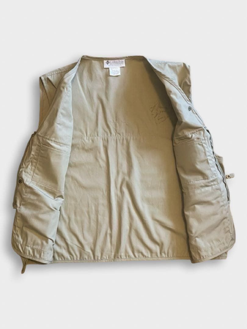 90s Columbia PFG ベージュ フィッシングベスト 6ポケット 美品 - メルカリ