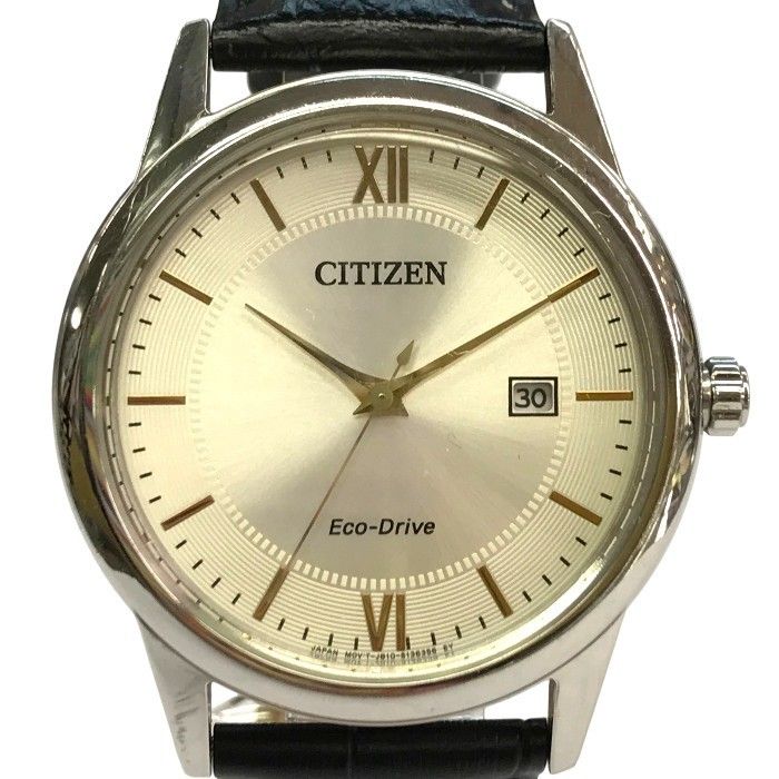 CITIZEN◇ECO DRIVE/ソーラー腕時計/デジタル/レザー/BLK/BLK メンズ 