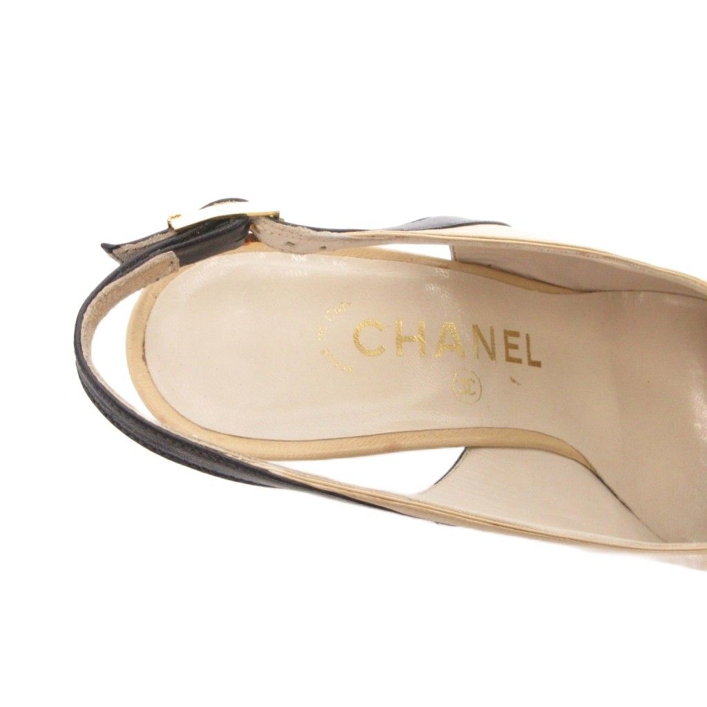 シャネル CHANEL パンプス ミュール スリングバッグ レザー バイカラー