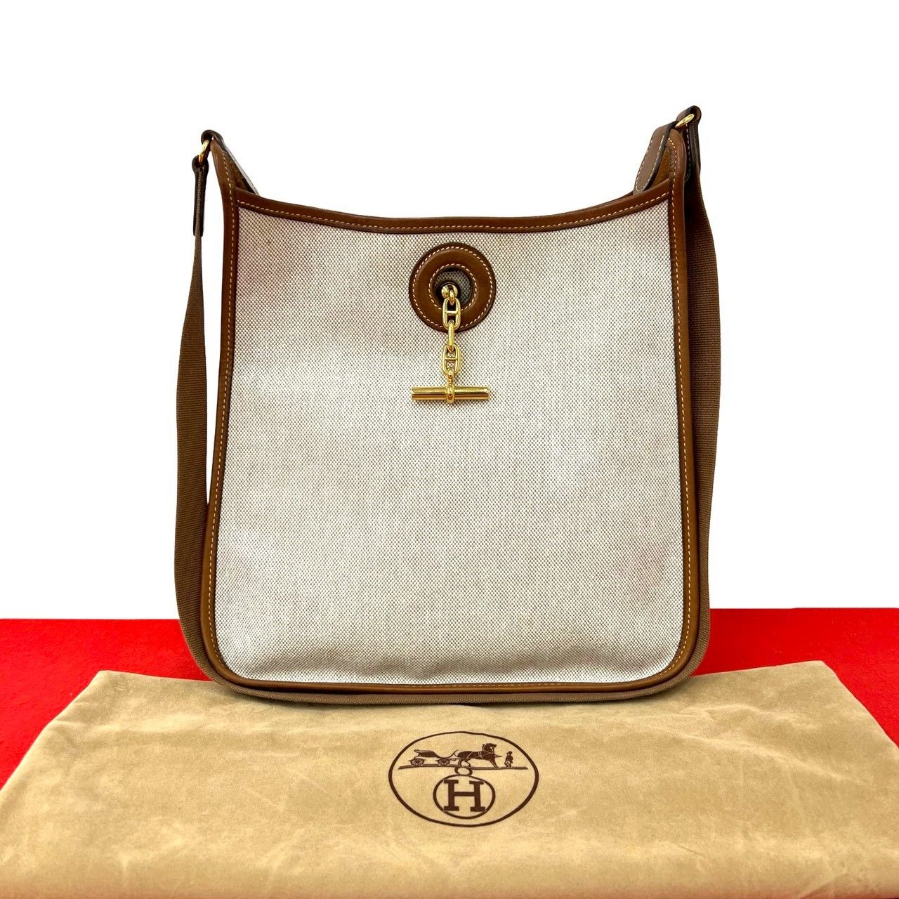 HERMÈS エルメス ハイウエストパンツ テラコッタ ブラウン ヴィンテージ 極 美品 袋付き □B 刻印 HERMES エルメス ヴィンテージ ヴェスパ PM