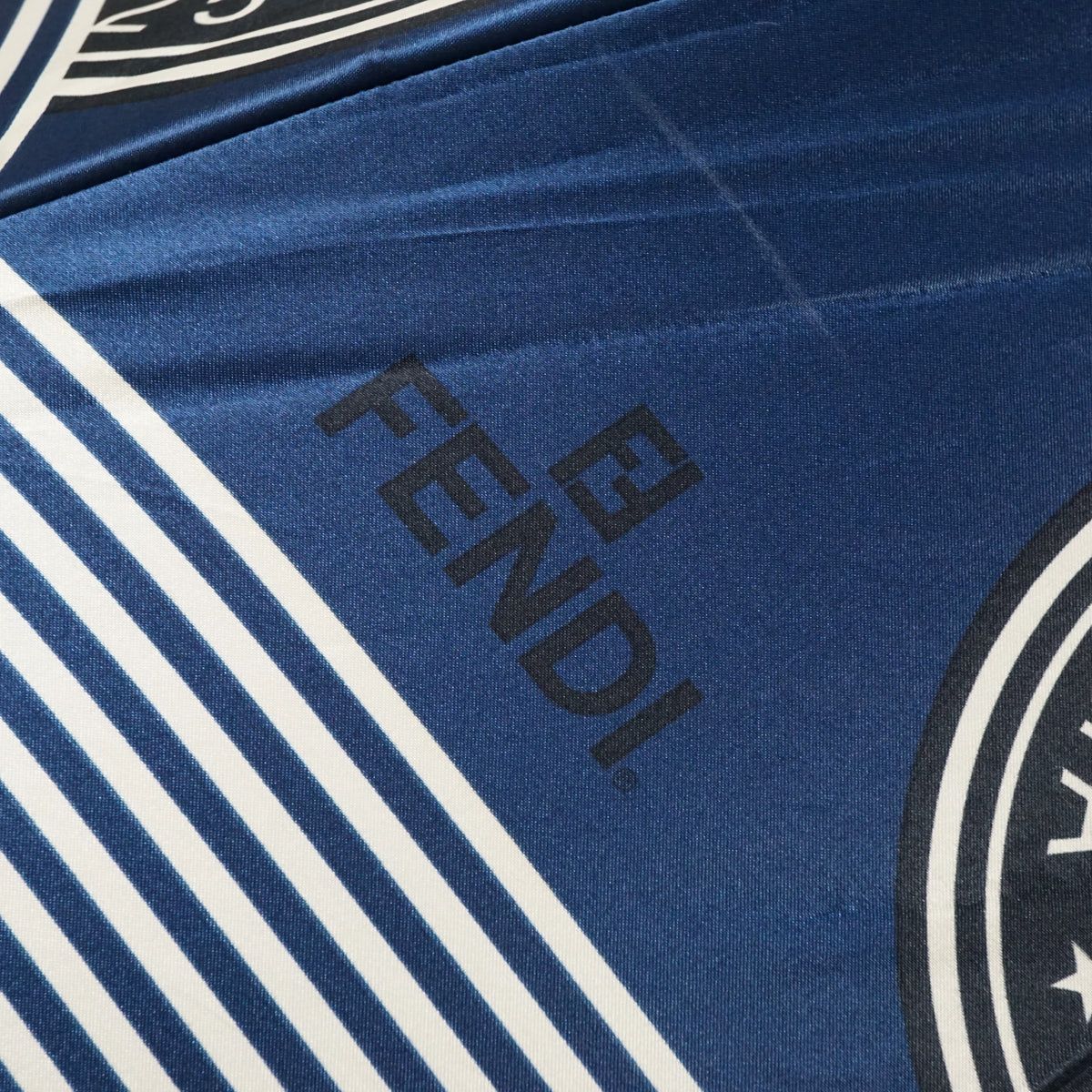 傘 FENDI フェンディ 高級紳士傘 USED品 ズッカ ネイビー ボーダー