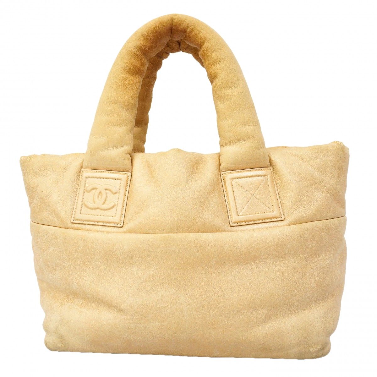 【6fe6985】シャネル トートバッグ コココクーン レザー ベージュ ゴールド金具【中古】レディース