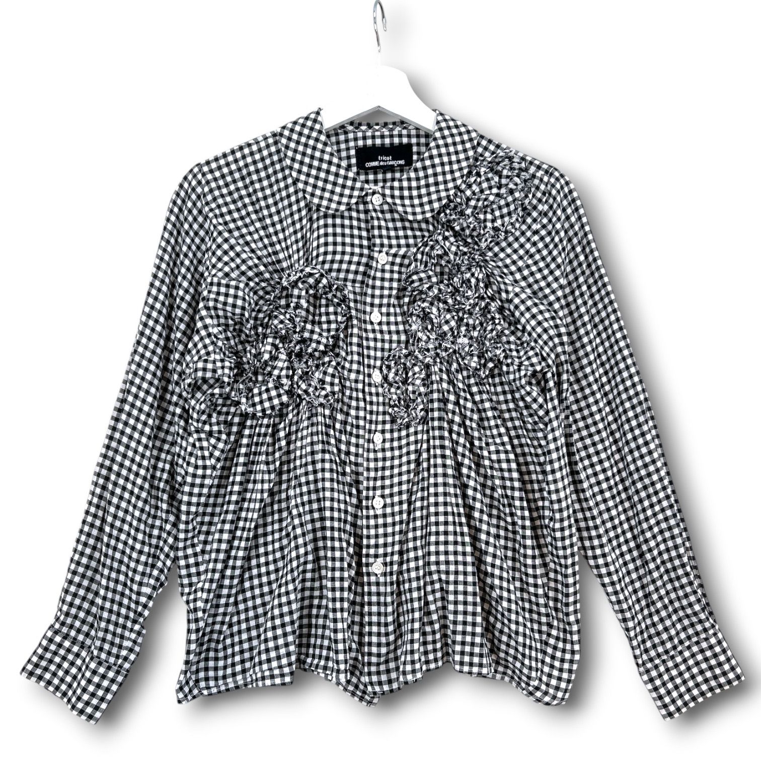 【tricot COMME des GARÇONS】チェック切替ブラウス M tricot COMME des GARCONS トリココムデギャルソン ギンガムシャツ