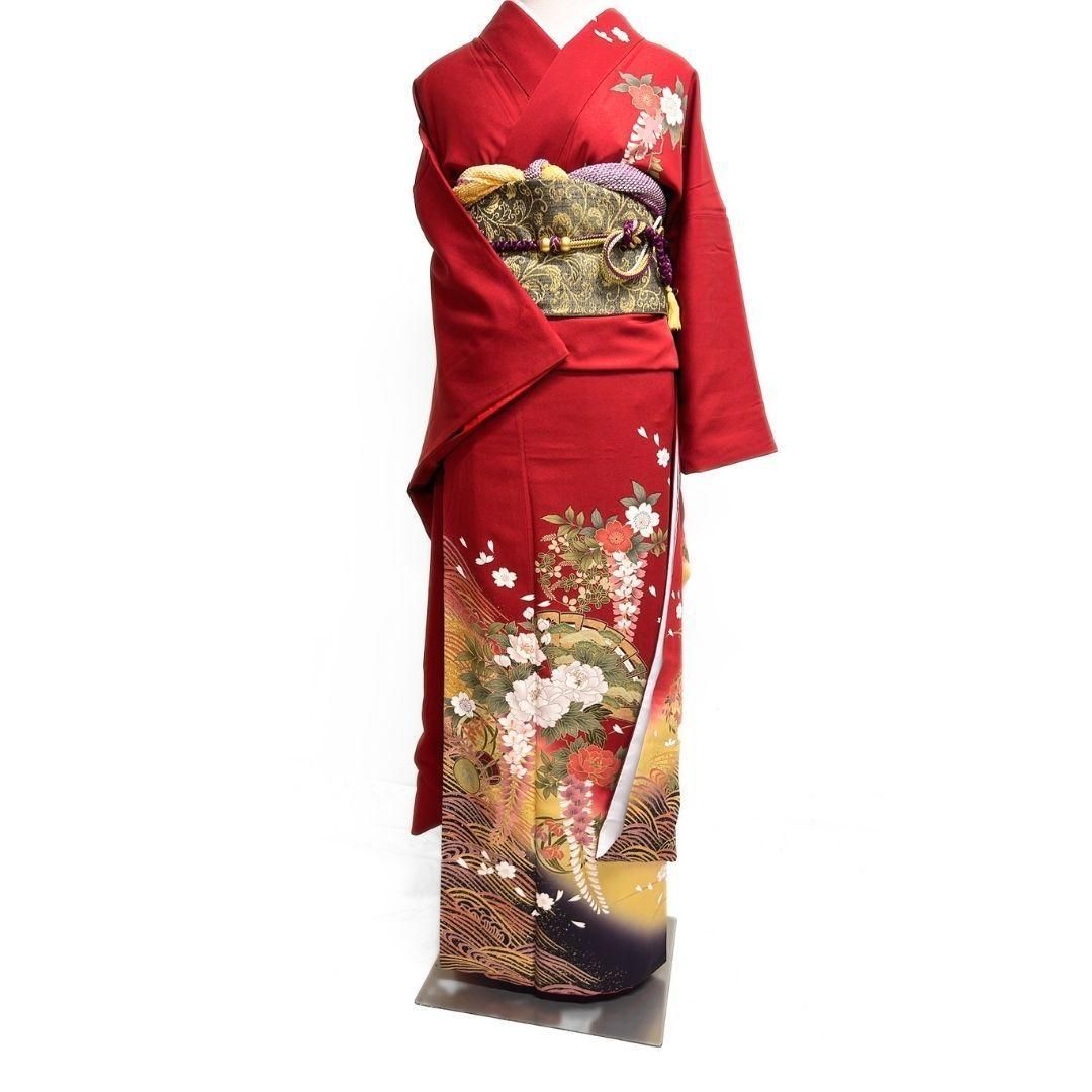 振袖　金彩　藤　桜花　波文様　花びら　成人式　着物　052b 振袖 金彩 藤 桜花 波文様 花びら 成人式 着物 052b - メルカリ