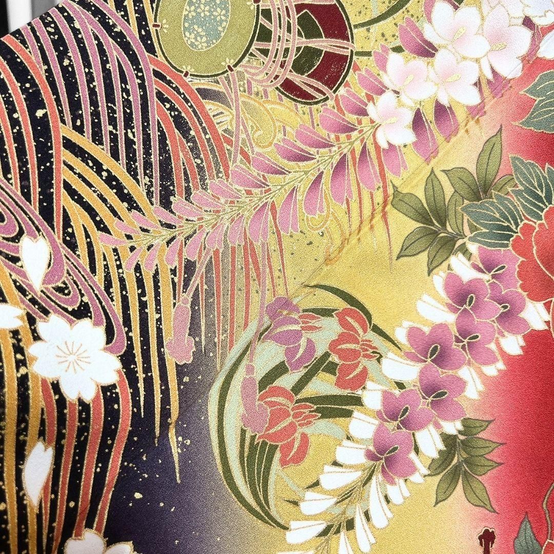 振袖　金彩　藤　桜花　波文様　花びら　成人式　着物　052b 振袖 金彩 藤 桜花 波文様 花びら 成人式 着物 052b - メルカリ