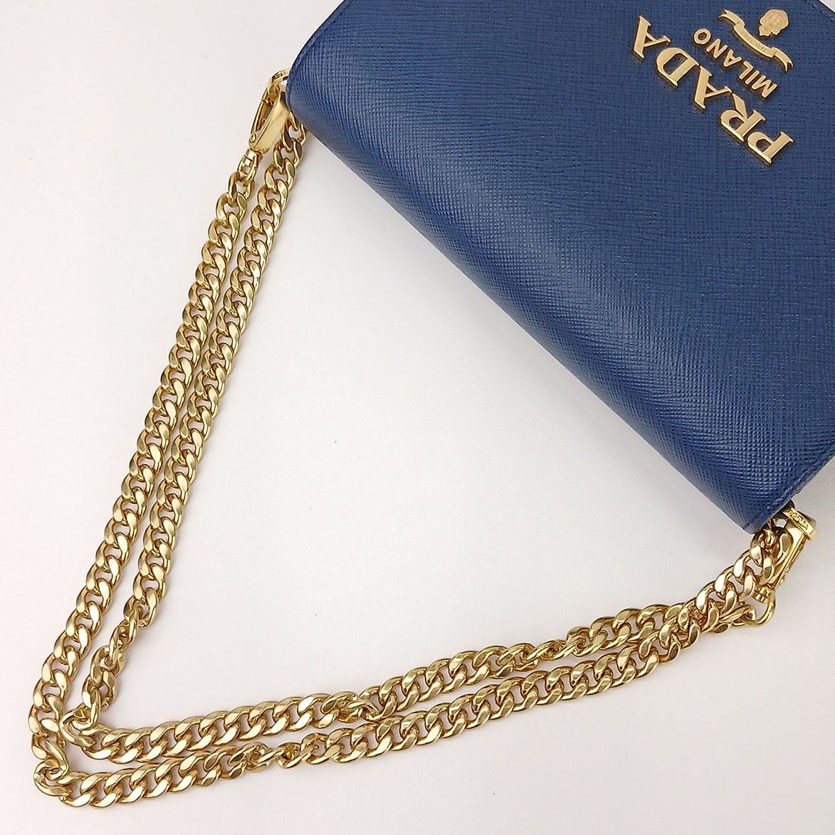 PRADA プラダ サフィアーノ チェーンウォレット ポシェット ショルダー