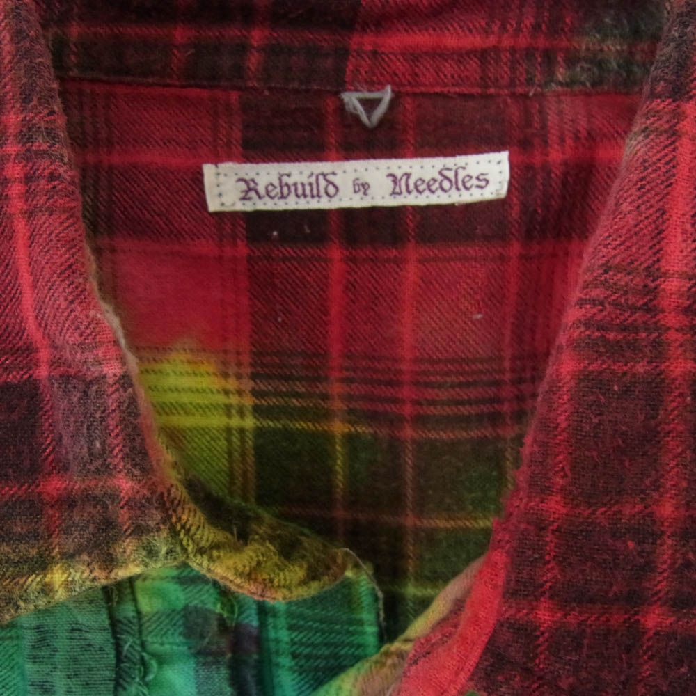 メンズ Rebuild by Needles マルチカラー チェックネルシャツ