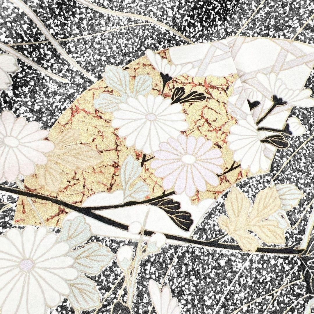 付け下げ　身丈158　裄64.5　金彩　たたき染　扇　桜　菊花　着物　053b 付け下げ 身丈158 裄64.5 金彩 たたき染 扇 桜 菊花 着物 053b - メルカリ