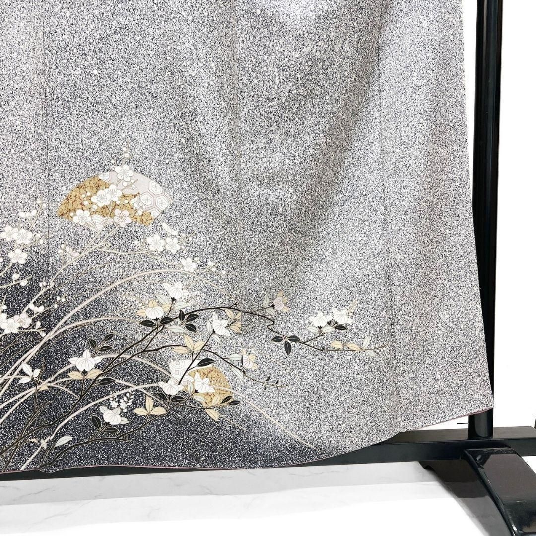 付け下げ　身丈158　裄64.5　金彩　たたき染　扇　桜　菊花　着物　053b 付け下げ 身丈158 裄64.5 金彩 たたき染 扇 桜 菊花 着物 053b 【公式