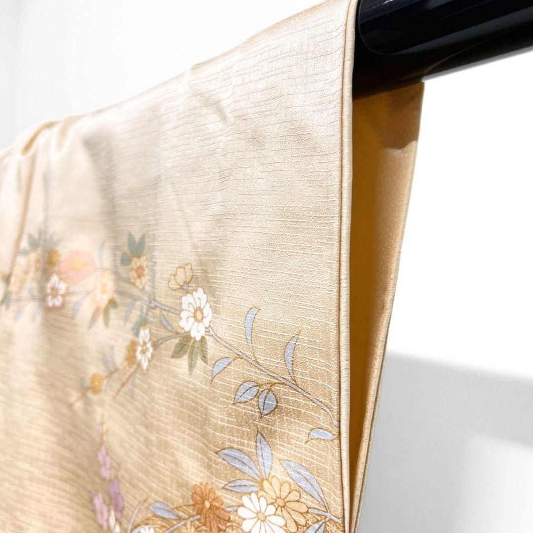未着用 訪問着 身丈163 裄65 金駒刺繍 菊花 枝垂れ花模様 着物 053b